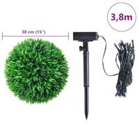 Kunstbuxusballen met LED-verlichting 2 st 38 cm groen - thumbnail