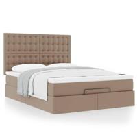 Ottoman bed met matras 140x200cm kunstleer cappuccinokleurig - thumbnail