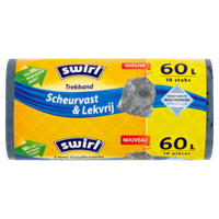 Swirl Vuilniszakken met Trekband 60L 10 Stuks Grijs - thumbnail