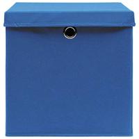 VidaXL Opbergboxen met deksel 4 st 28x28x28 cm blauw - thumbnail