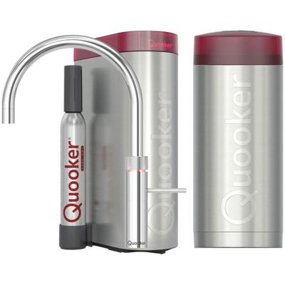Quooker Fusion Round Keukenkraan Set - Kokend Warm- en Koud Water - Chroom - Inclusief COMBI Reservoir & CUBE - Direct Gekoeld Bruisend Water