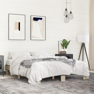 Bedframe bewerkt hout metaal sonoma eikenkleurig 150x200 cm