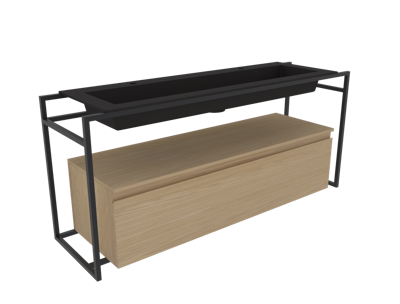 INK Kraft Wastafel Enkele Bak 2 Kraangaten - 1400x450x10 mm - Quartz Zwart