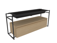 INK Kraft Wastafel Enkele Bak 2 Kraangaten - 1400x450x10 mm - Quartz Zwart - thumbnail