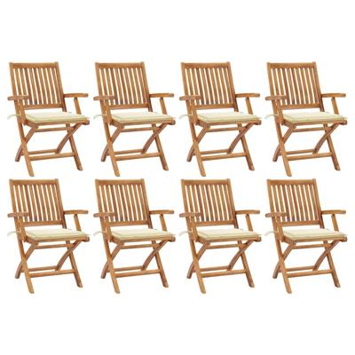 Tuinstoelen 8 st inklapbaar met kussens massief teakhout