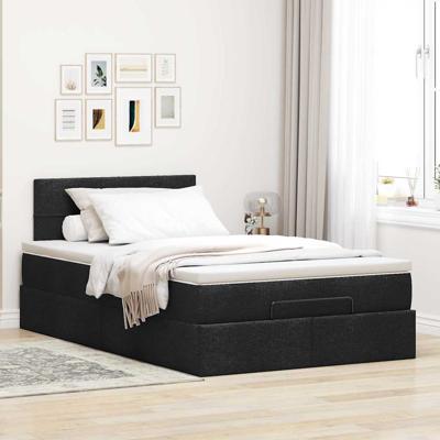 Ottoman bed met matras en LED's 120x200 cm stof zwart