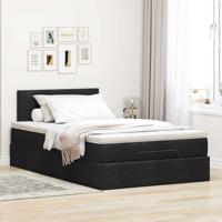 Ottoman bed met matras en LED's 120x200 cm stof zwart - thumbnail