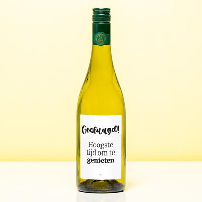 Wijnfles Geslaagd Tijd Om Te Genieten - Wit (Sauvignon Blanc)