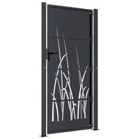 VidaXL Poort 105x180 cm met grasontwerp staal antracietkleurig - thumbnail