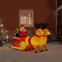 VidaXL Kerstdecoratie kerstman en rendieren opblaasbaar led 130 cm - thumbnail