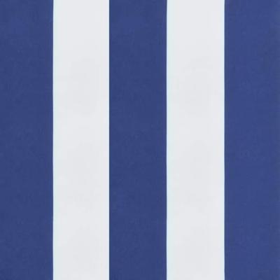Tuinbankkussens 2 st gestreept 150x50x7 cm stof wit en blauw