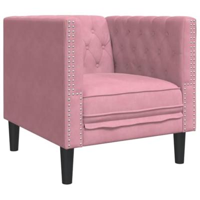 Fauteuil Chesterfield-stijl fluweel roze