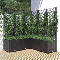 VidaXL Plantenbak met latwerk 120x120x136 cm polypropeen zwart - thumbnail
