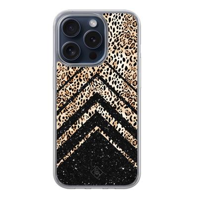iPhone 15 Pro hybride hoesje - Chevron luipaard iPhone 15 Pro hybride hoesje - Chevron luipaard