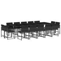 15-delige Tuinset met kussens poly rattan zwart - thumbnail