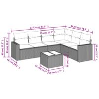 6-delige Loungeset met kussens poly rattan beige - thumbnail