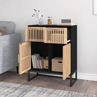 Dressoir 60x30x75 cm bewerkt hout zwart - thumbnail