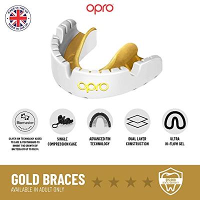 Opro 791003 UFC Gold Ultra Fit Mouthguard Braces - Black-Silver - SR Opro 791003 UFC Gold Ultra Fit Mouthguard Braces - Black-Silver - SR