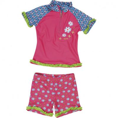 Playshoes tweedelige zwemsuit Bloemen Roze-122-128