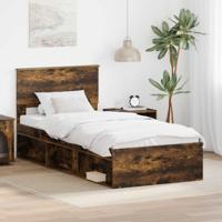 Bedframe met hoofdeinde Gerookt eiken 100 x 200 cm Bewerkt hout - thumbnail