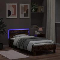 Bedframe met hoofdbord en LED gerookt eikenkleur 100x200 cm - thumbnail