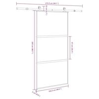 Schuifdeur met beslag 102,5x205 cm gehard glas en aluminium - thumbnail