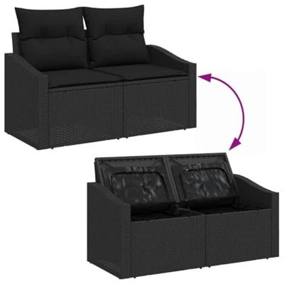 Tuinbankenset met opslag 6 pcs Zwart poly rattan