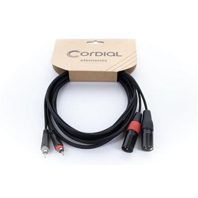 Cordial EU 1 MC XLR Verbindingskabel [2x XLR-stekker 3-polig - 2x Cinch-stekker] 1 m Zwart