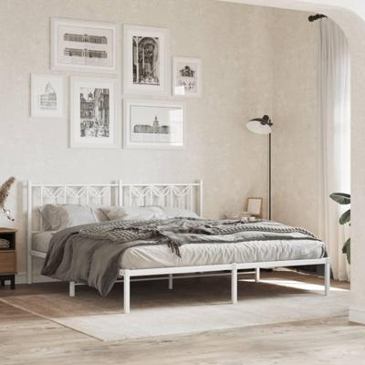 Bedframe met hoofdbord metaal wit 180x200 cm