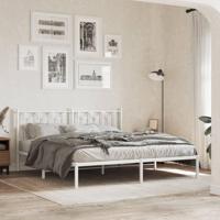 Bedframe met hoofdbord metaal wit 180x200 cm - thumbnail