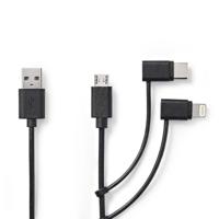 Nedis 3-in-1-Kabel USB-A naar USB-C/Lightning/Micro-USB - thumbnail
