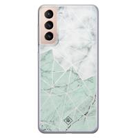 Samsung Galaxy S21 siliconen telefoonhoesje - Marmer mint mix - thumbnail
