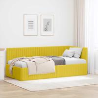 Hoekbedframe met hoofdeinde Geel 90 x 190 cm Fluweel - thumbnail