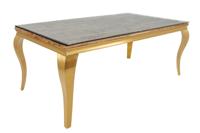 Design eettafel MODERN BAROK 200cm naturel goud teakhouten roestvrijstalen blad - 44362 - thumbnail
