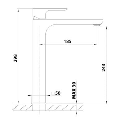 Wastafelmengkraan Sapho Spy 1-hendel Recht Hoog 29.8 cm Chroom Sapho