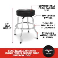 Fender Custom Shop Logo Barstool 24" Black/Chrome gitaarkruk (61 cm) - thumbnail