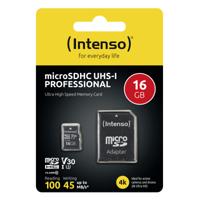 Intenso Professional microSDHC-kaart 16 GB Class 10, UHS-I Incl. SD-adapter - thumbnail
