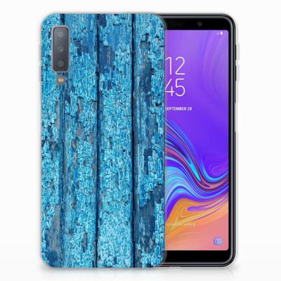 Samsung Galaxy A7 (2018) | Bumper Hoesje | Wood Blue