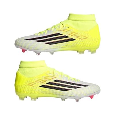 adidas F50 League Mid Gras / Kunstgras Voetbalschoenen (MG) Neongeel Zwart Rood