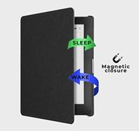 Lunso - Kobo Aura edition 1 (6 inch) - Vegan saffiano leren sleepcover hoes - Zwart - thumbnail