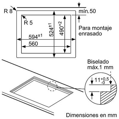 Gaskookplaat BOSCH PPC6A6B20 60 cm 60 cm 60 cm 59 cm 1 W