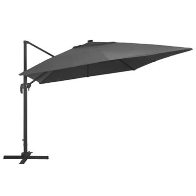 VidaXL Zweefparasol met led en aluminium paal 400x300 cm antraciet
