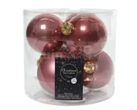 Kerstballen Glas Ø8cm Velvet Roze 6st - thumbnail