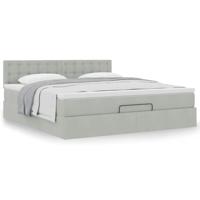 Ottoman bed met matras 160x200cm fluweel lichtgrijs - thumbnail