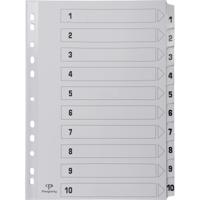 Pergamy tabbladen met indexblad, ft A4, 11-gaatsperforatie, karton, set 1-10 - thumbnail