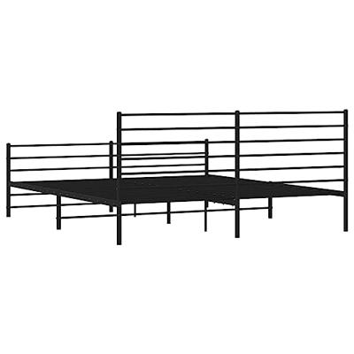 Bedframe met hoofd- en voeteneinde metaal zwart 200x200 cm - thumbnail