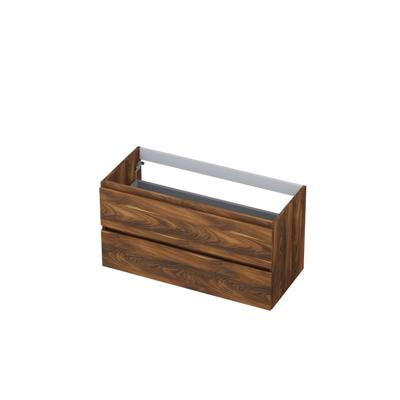 INK - Onderkast 2 Laden Greeploos met Houten Keerlijst - 1000x450x520 Mm - Noten