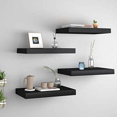 VidaXL Wandschappen zwevend 4 st 40x23,5x3,8 cm mdf zwart VidaXL Wandschappen zwevend 4 st 40x23,5x3,8 cm mdf zwart