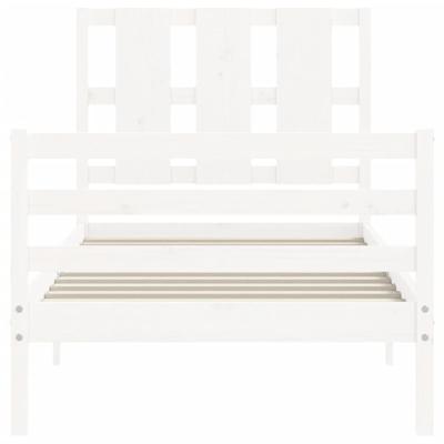Bedframe met hoofdbord massief hout wit - thumbnail