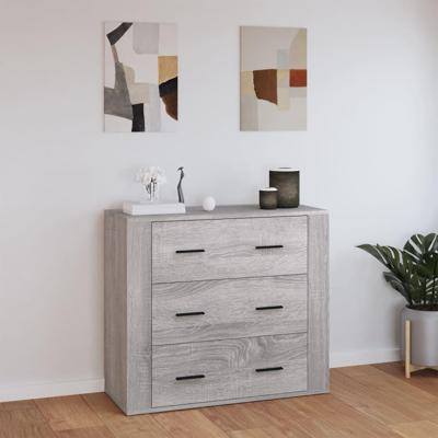 Dressoir 80x33x70 cm bewerkt hout grijs sonoma eikenkleurig